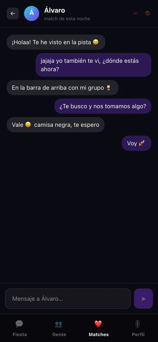 Chat privado tras hacer match